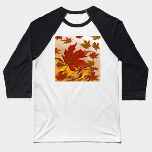 Autumn Leaf Design Orange, Rust & Yellow Background Beautiful Fall Design Baseball T-Shirt